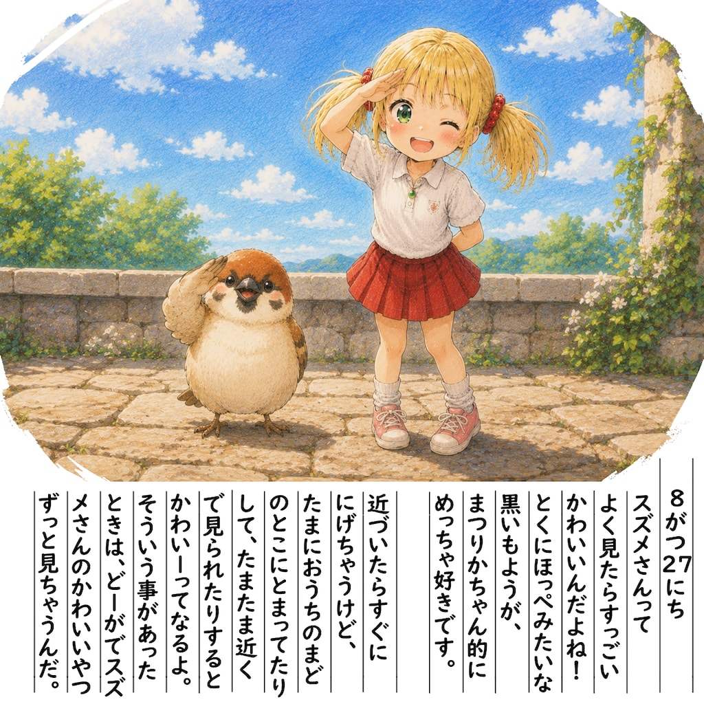 【絵日記】スズメさんはかわいい