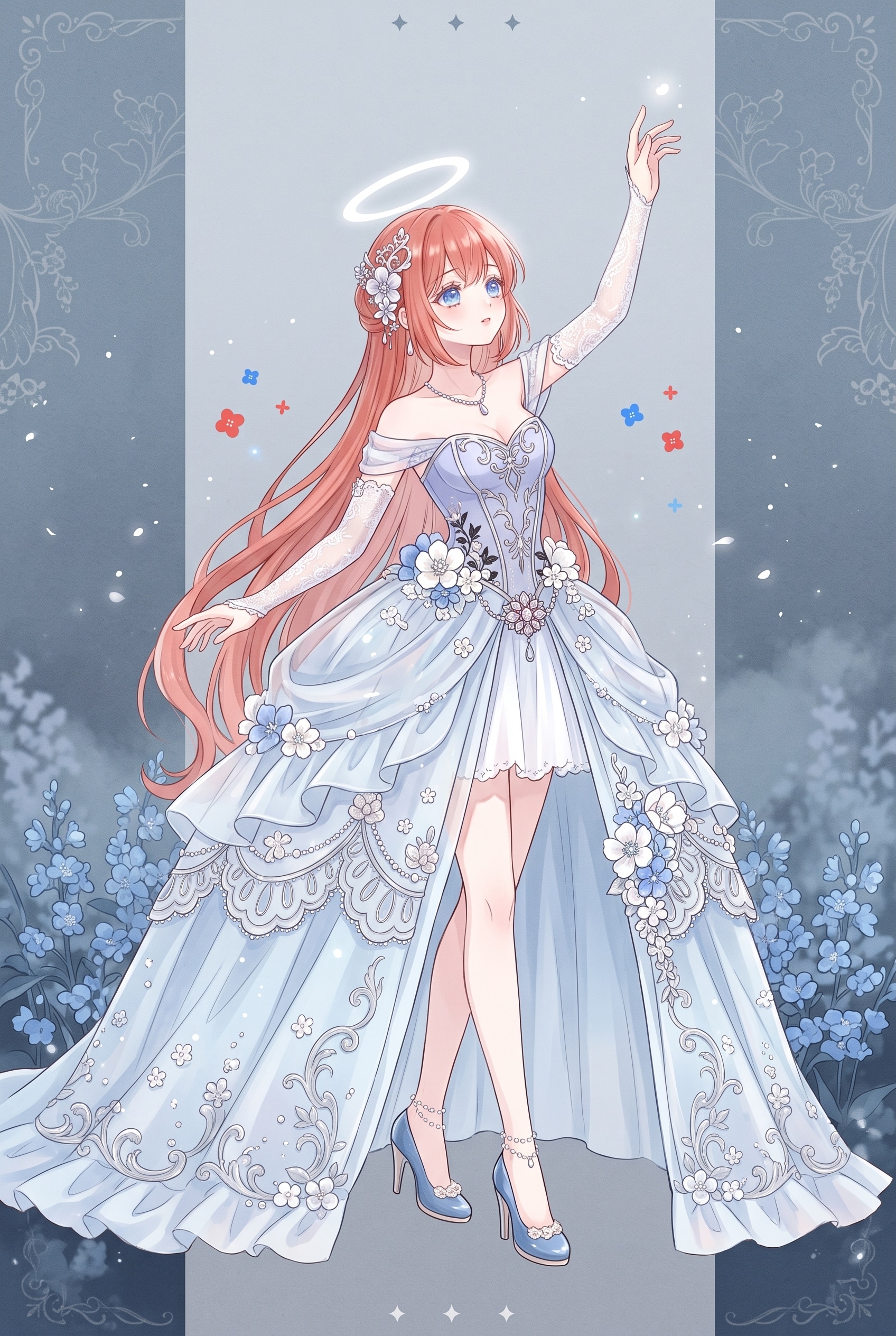 蒼花に舞う紅蓮の天輪 | の人気AIイラスト・グラビア