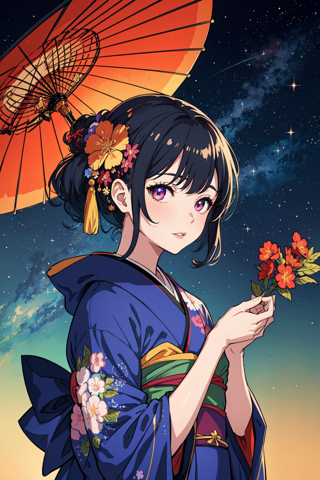 カラフル和服（アップ）