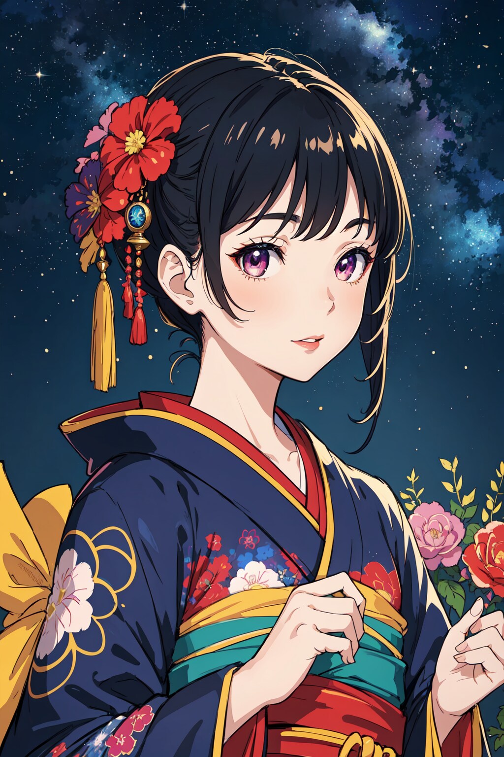 カラフル和服（アップ）