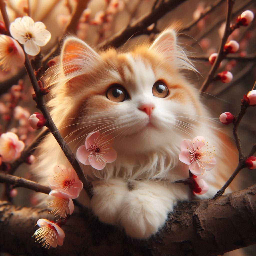 梅の花と猫