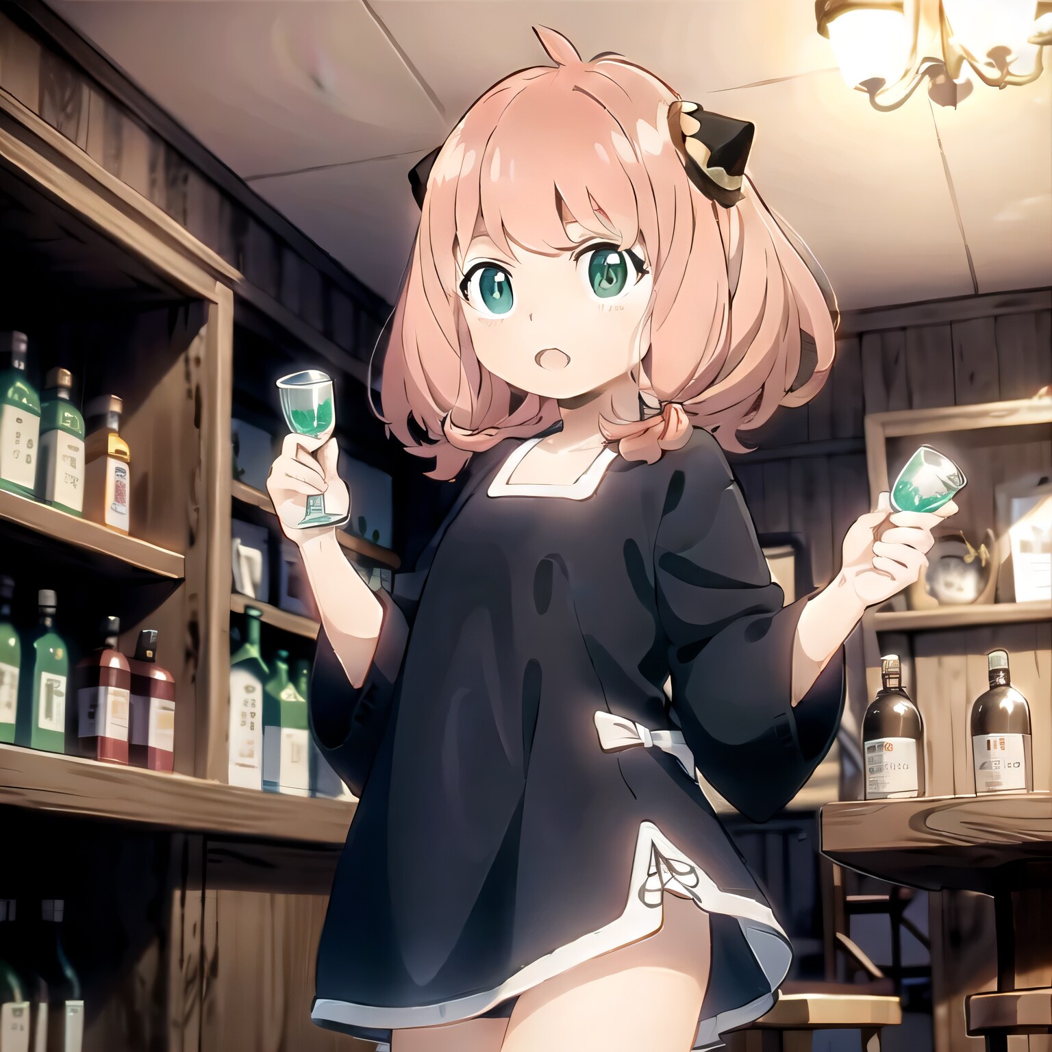 ピンク髪ボブで酒場の少女 | の人気AIイラスト・グラビア