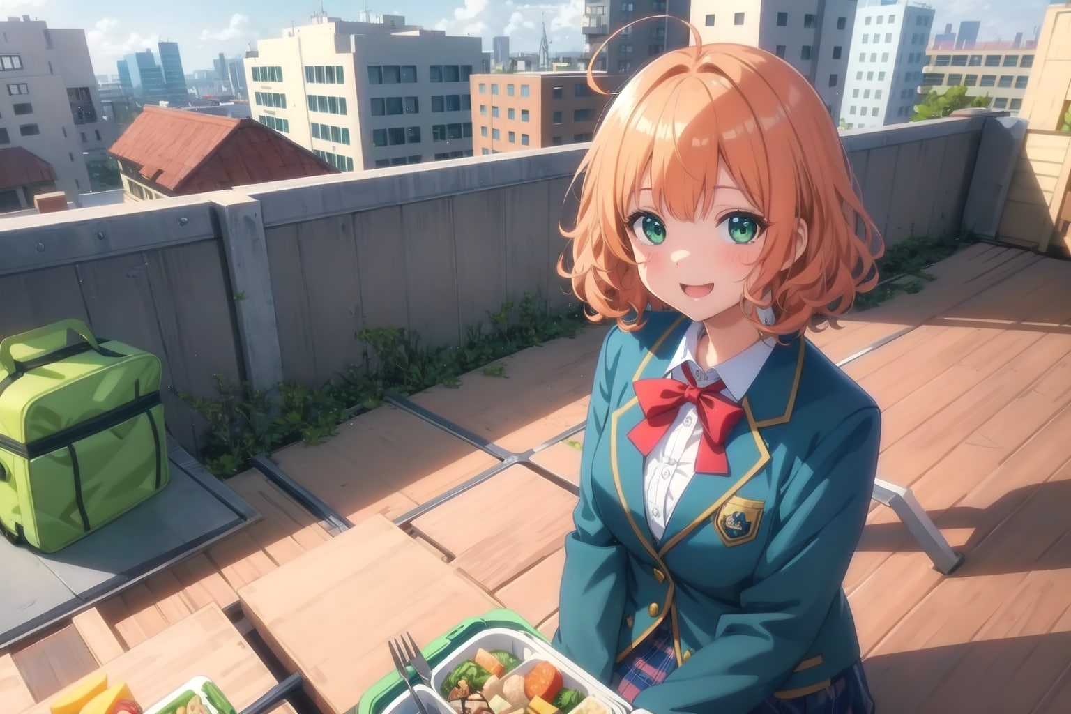 屋上でお昼ご飯 | の人気AIイラスト・グラビア