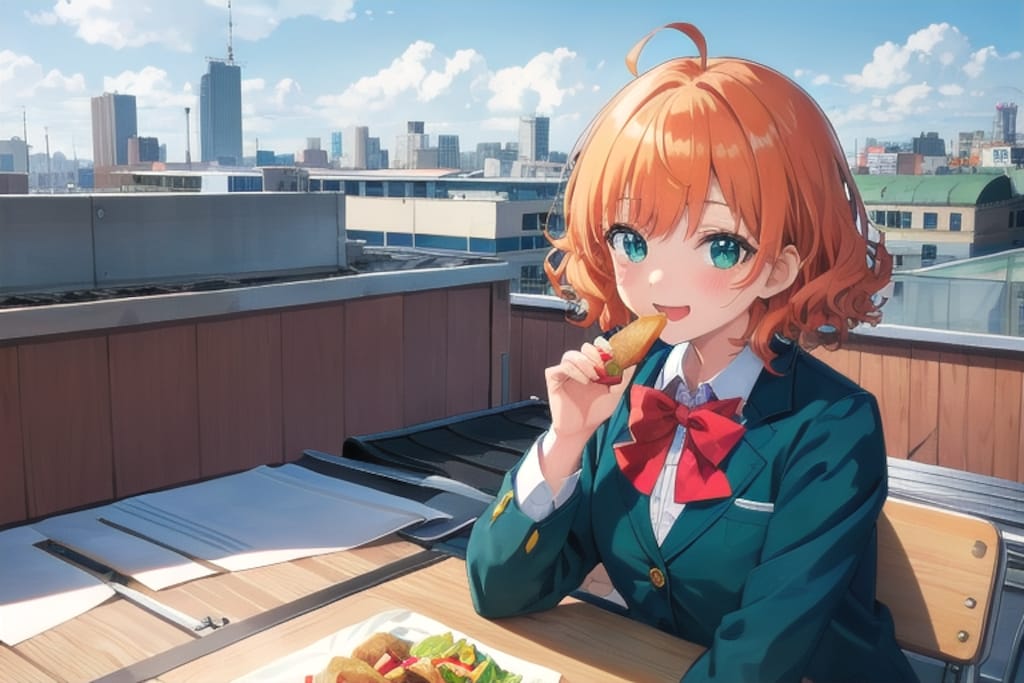 屋上でお昼ご飯