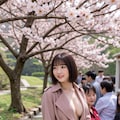 屋形船に乗ってみます。水路から見あげると、桜のトンネルのようw　おっとつい夢中でコートが開きそう⋯w 3枚目