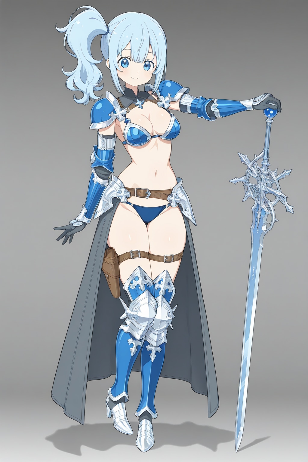 Blue bikini armor girl bukkake,