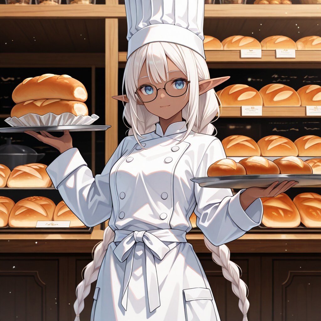 眼鏡をかけてみたパン屋を営むダークエルフさん