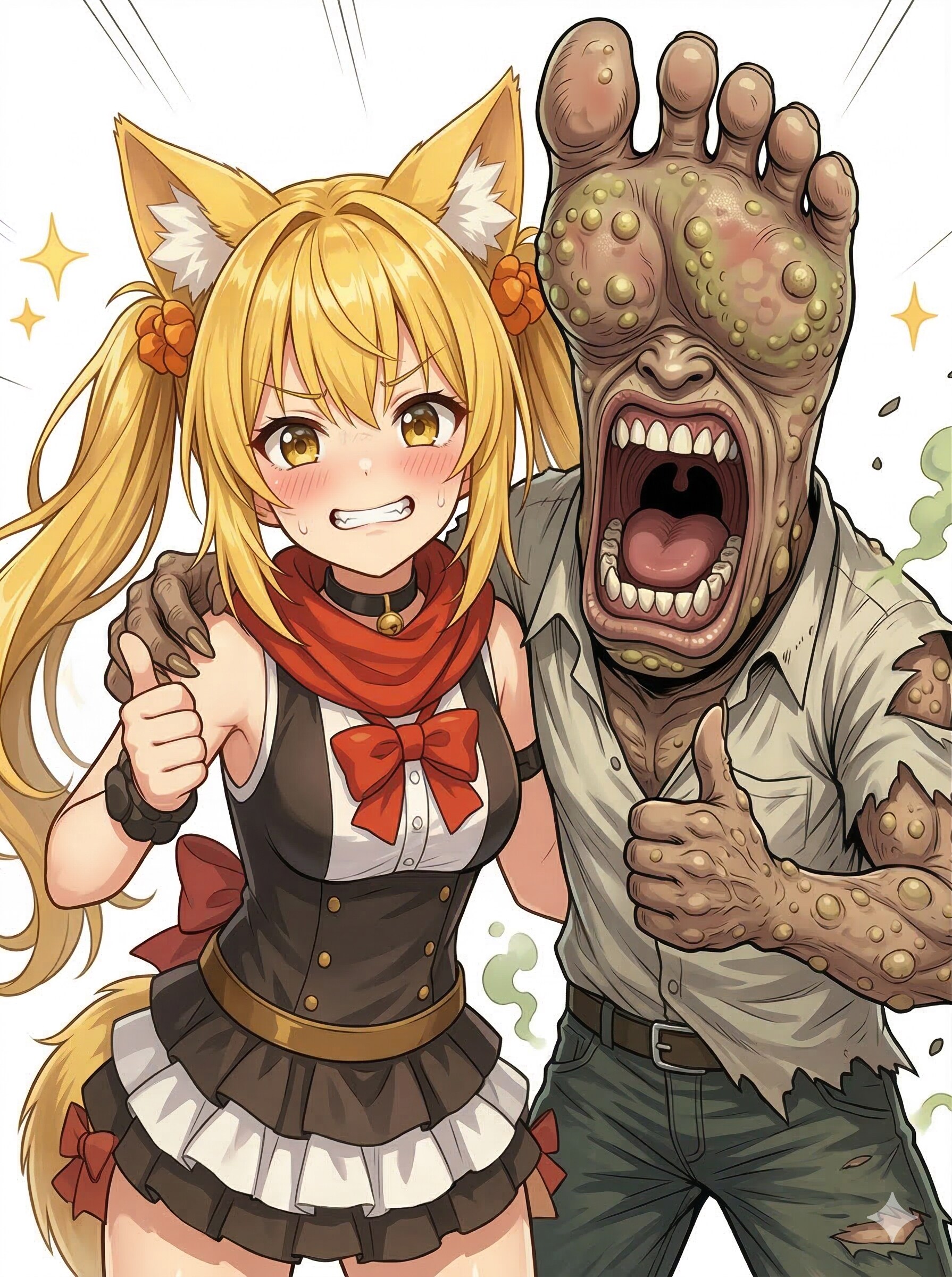 ミラさんに懐く足の裏怪人