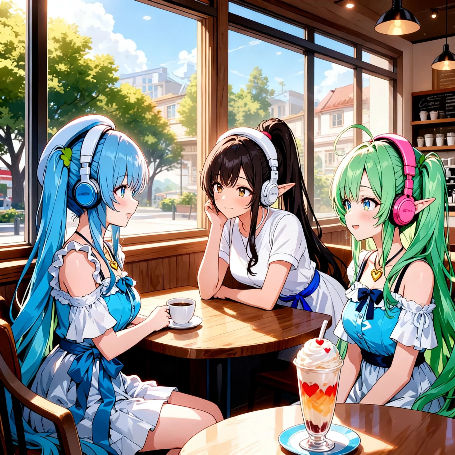 買い物終わりは、コーヒーショップで一休み | の人気AIイラスト・グラビア