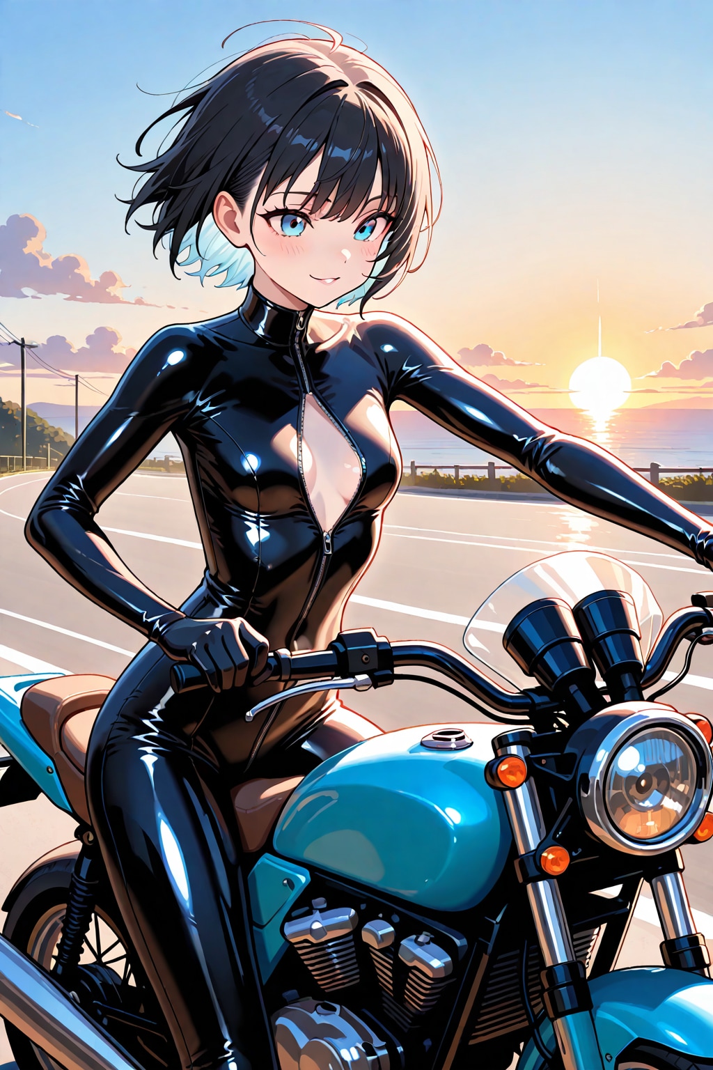 高速道路でバイクを跳ばす本田可憐さん(ちちぷい版)