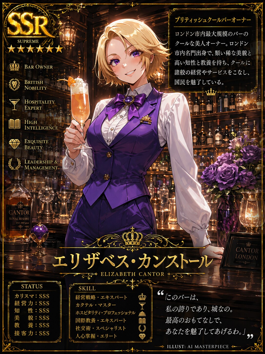 ブリティシュクールバーオーナーエリザベス・カンストールのSSRカード