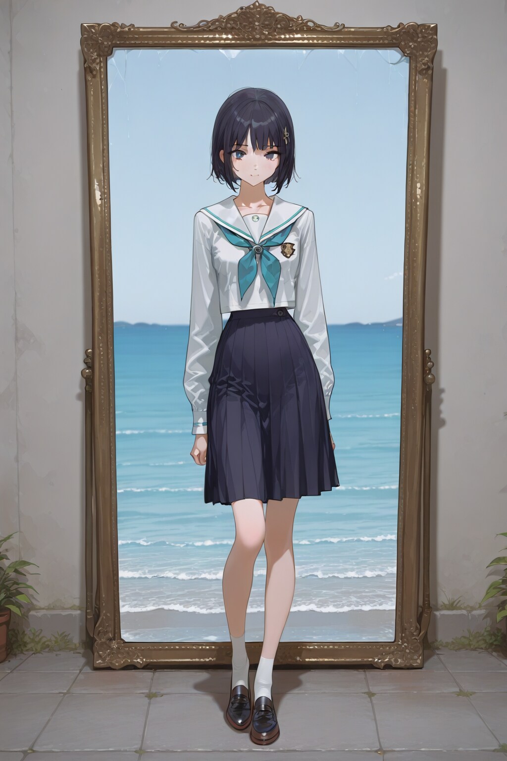 pleated skirt を pleated long skirt にしたらほぼ膝丈スカートに