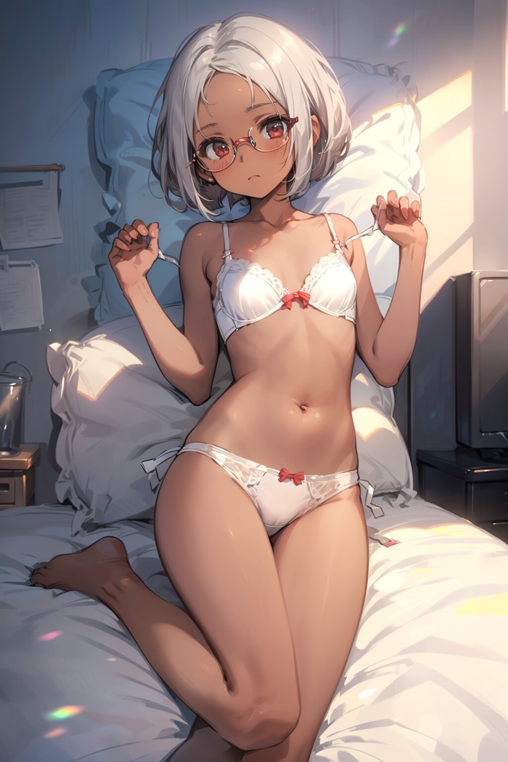 下着の眼鏡っ娘