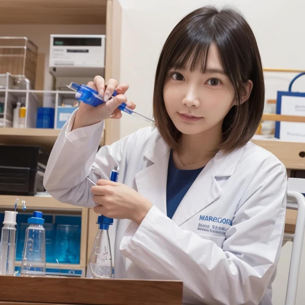 黒髪ボブで白衣の美女３５