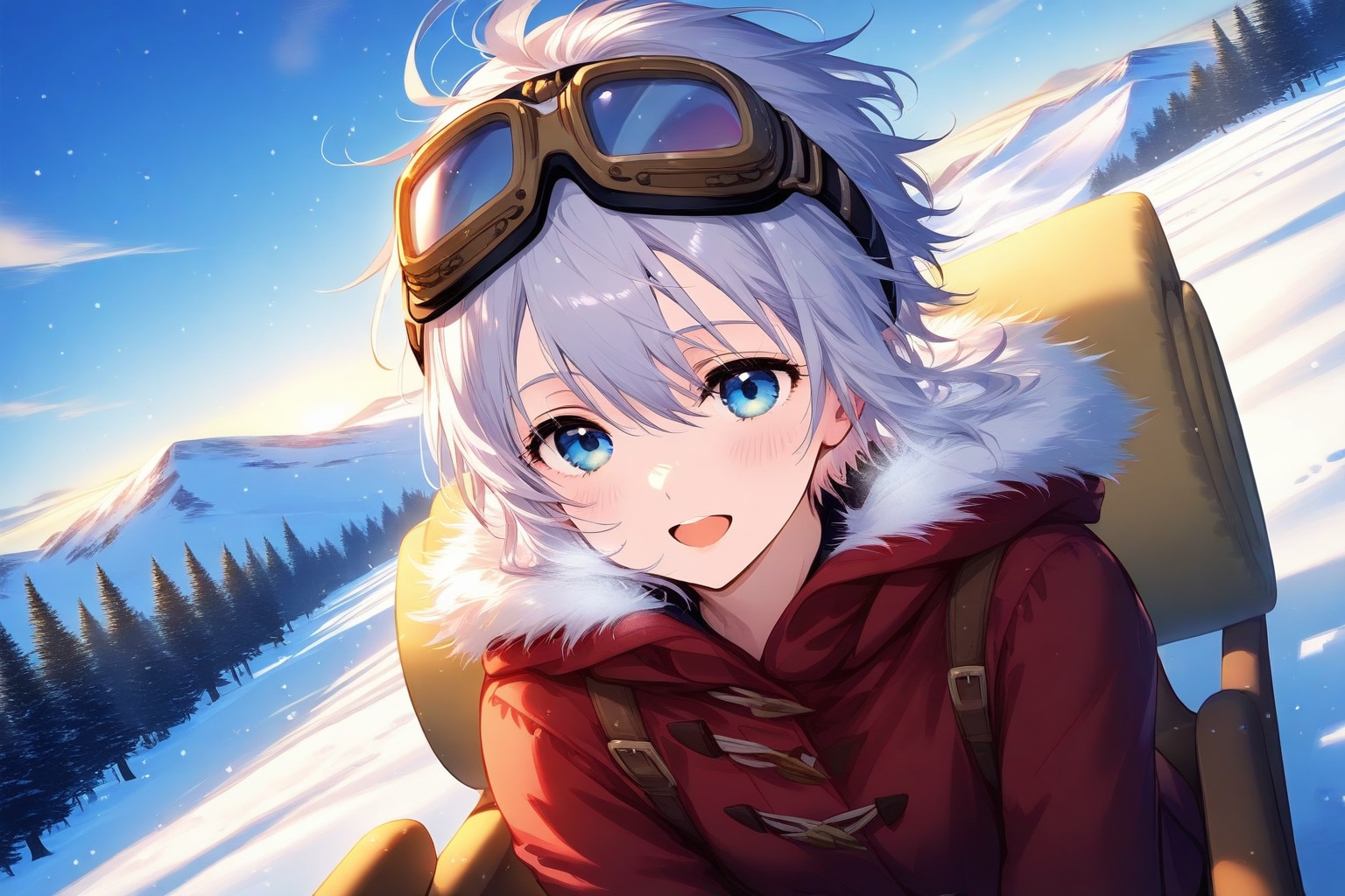 雪原を犬ゾリで走る冒険家 | の人気AIイラスト・グラビア