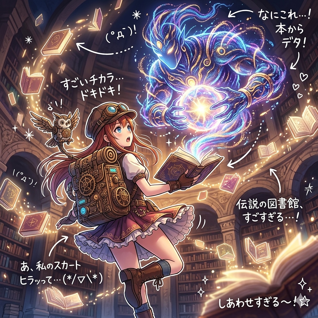 伝説の図書館に来た冒険者ちゃん