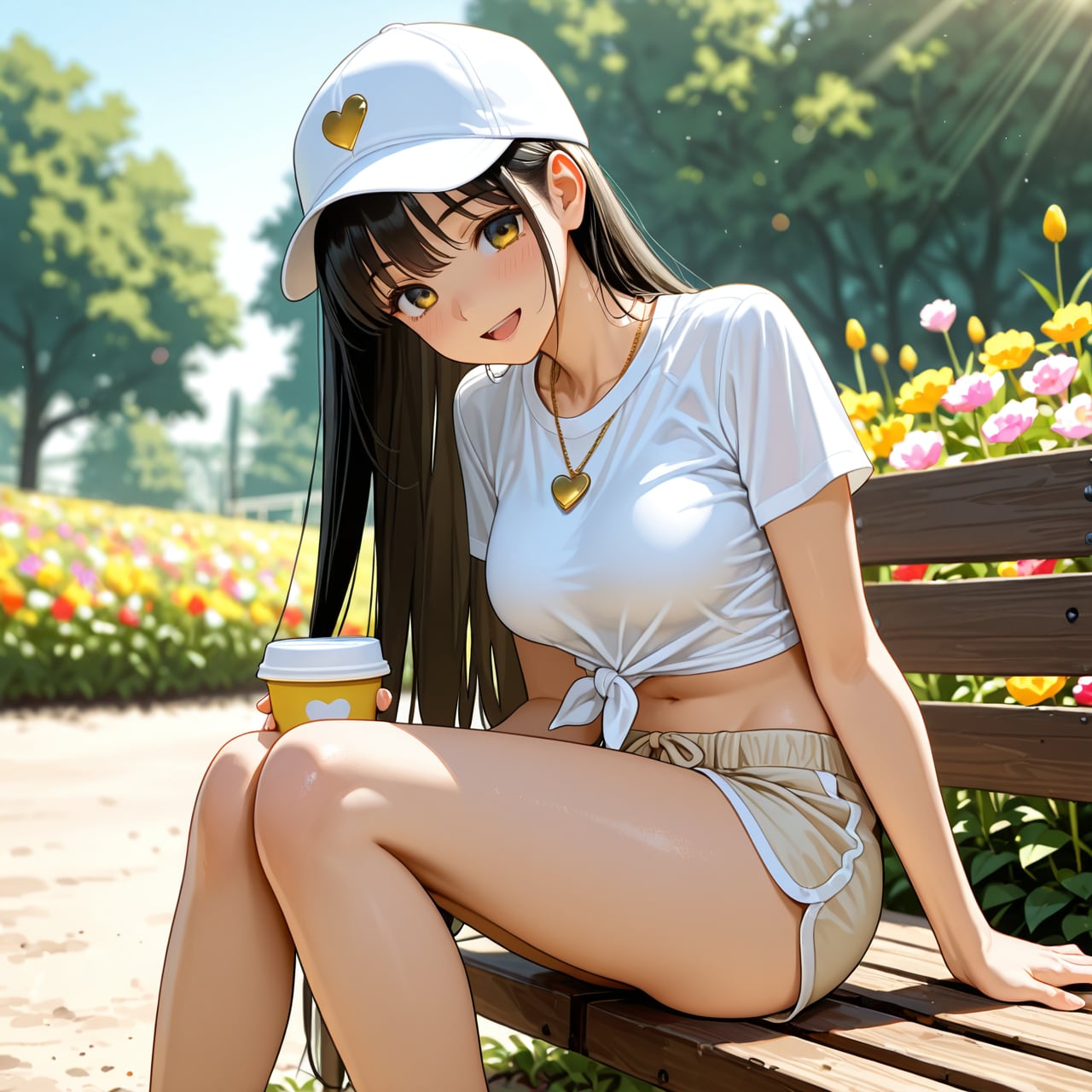 さくらと公園デート(へそ出しTシャツ版)
