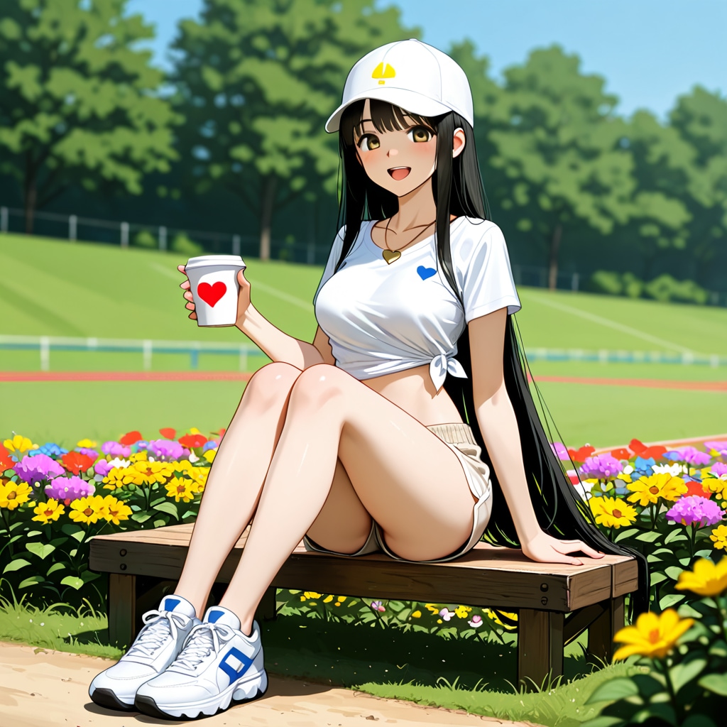 さくらと公園デート(へそ出しTシャツ版)