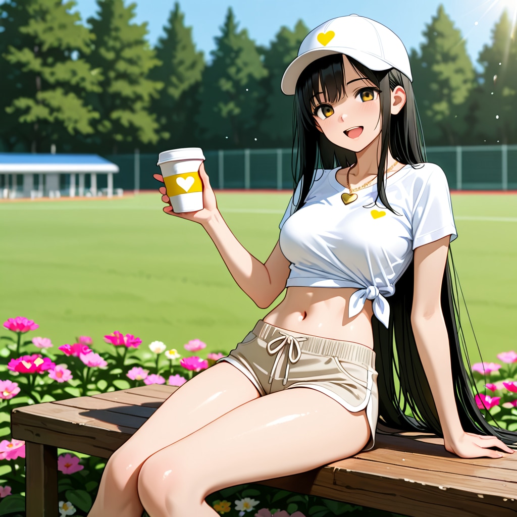 さくらと公園デート(へそ出しTシャツ版)