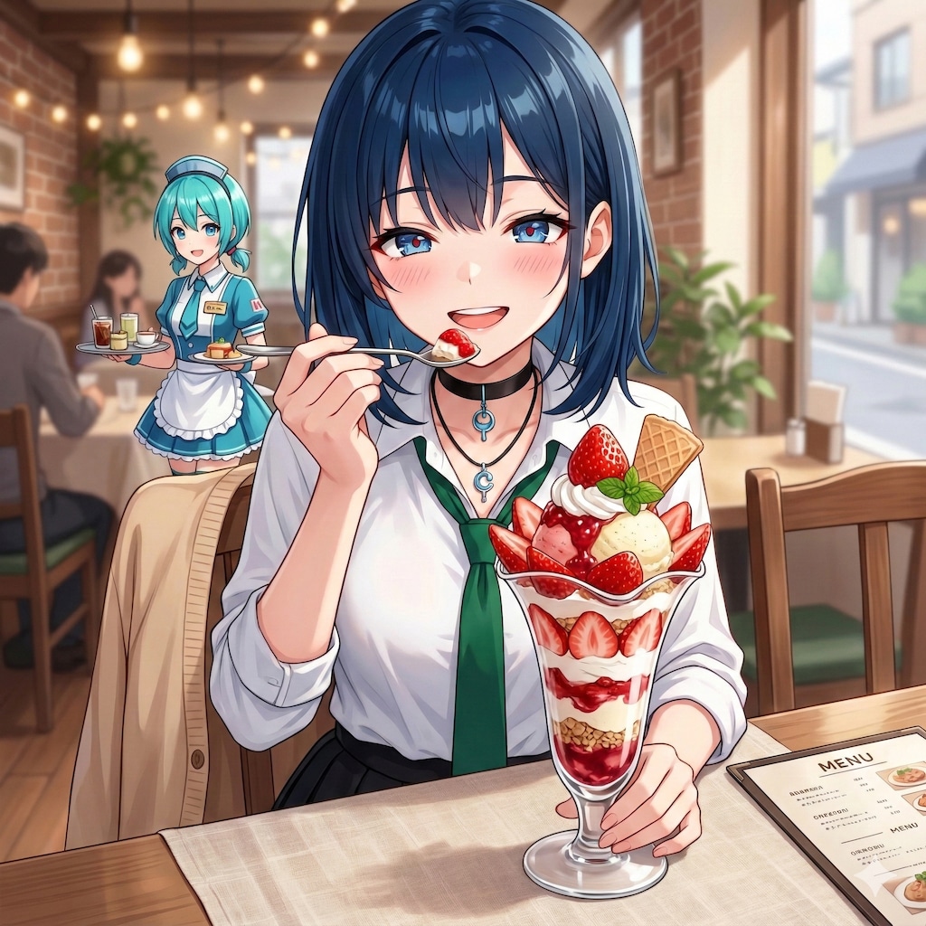 苺パフェを食べている 眞琴さん✨