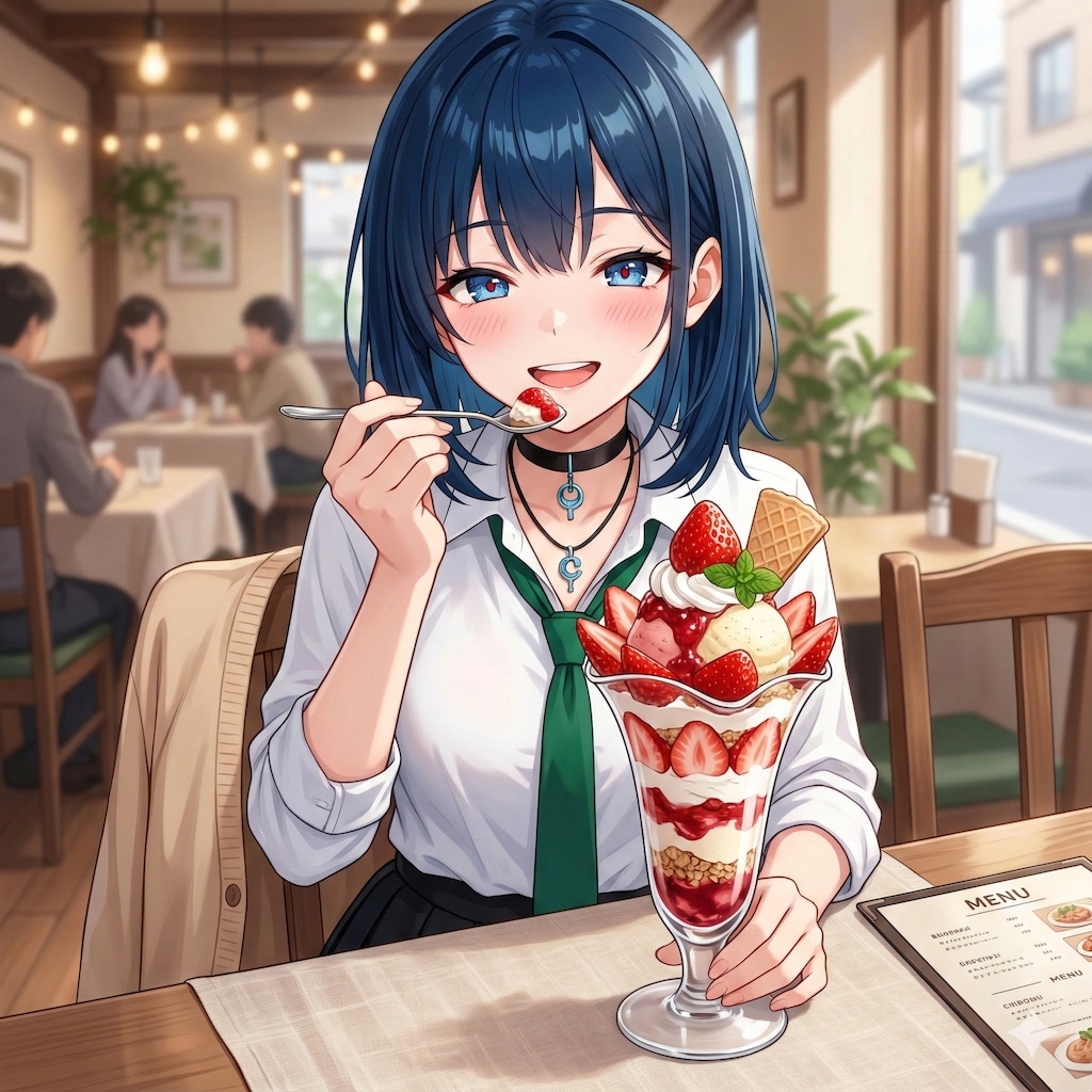 苺パフェを食べている 眞琴さん✨