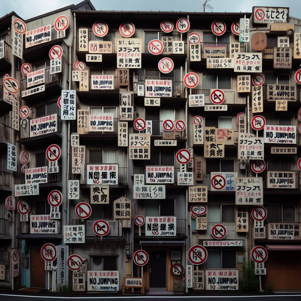 張り紙だらけのマンション