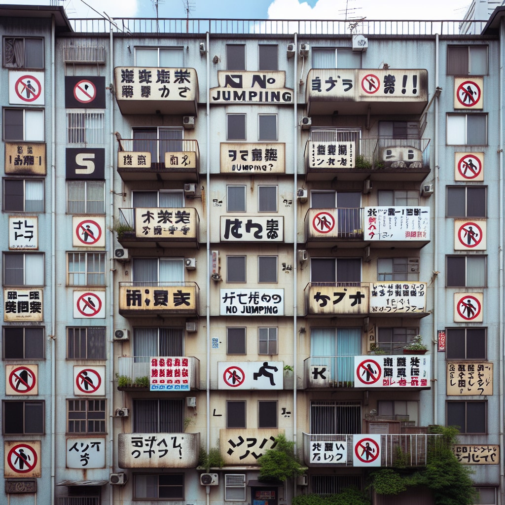 張り紙だらけのマンション