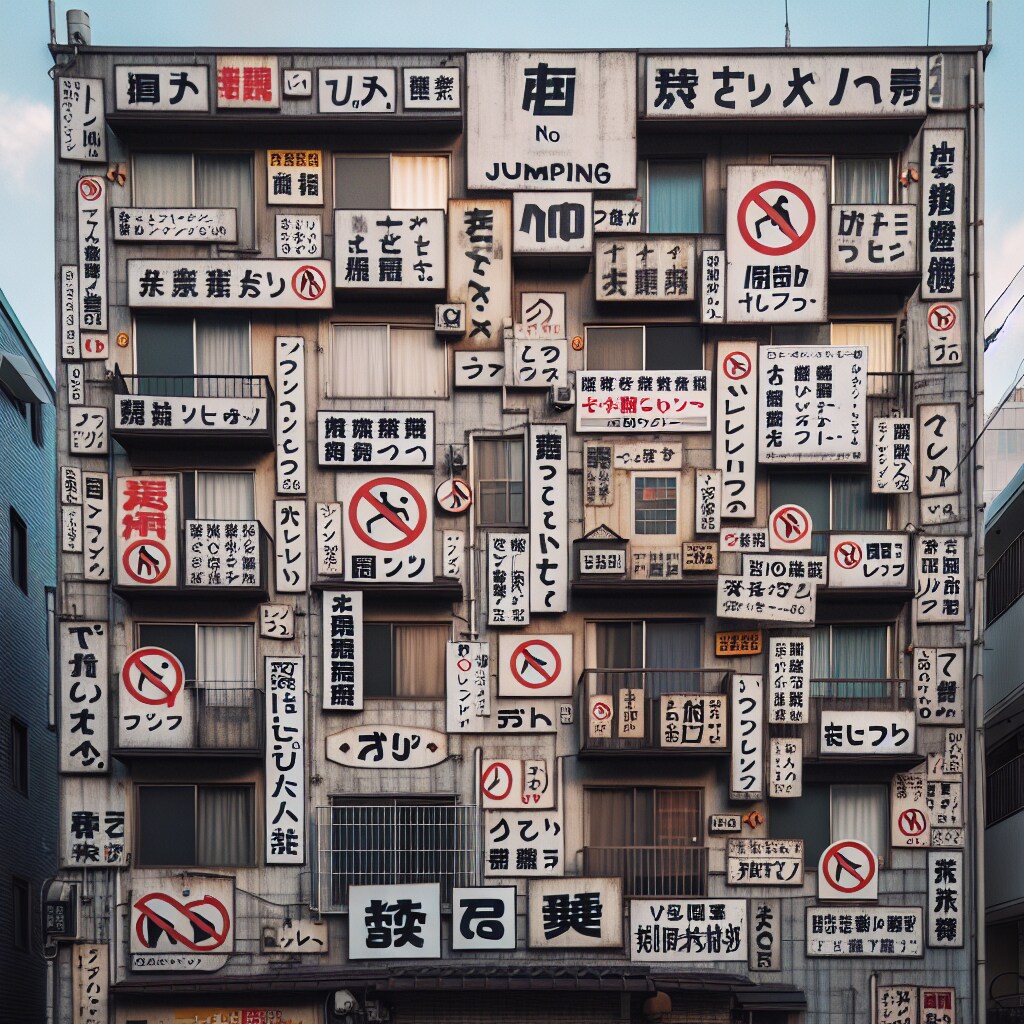 張り紙だらけのマンション