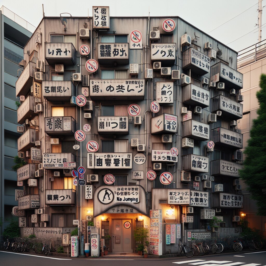 張り紙だらけのマンション | の人気AIイラスト・グラビア