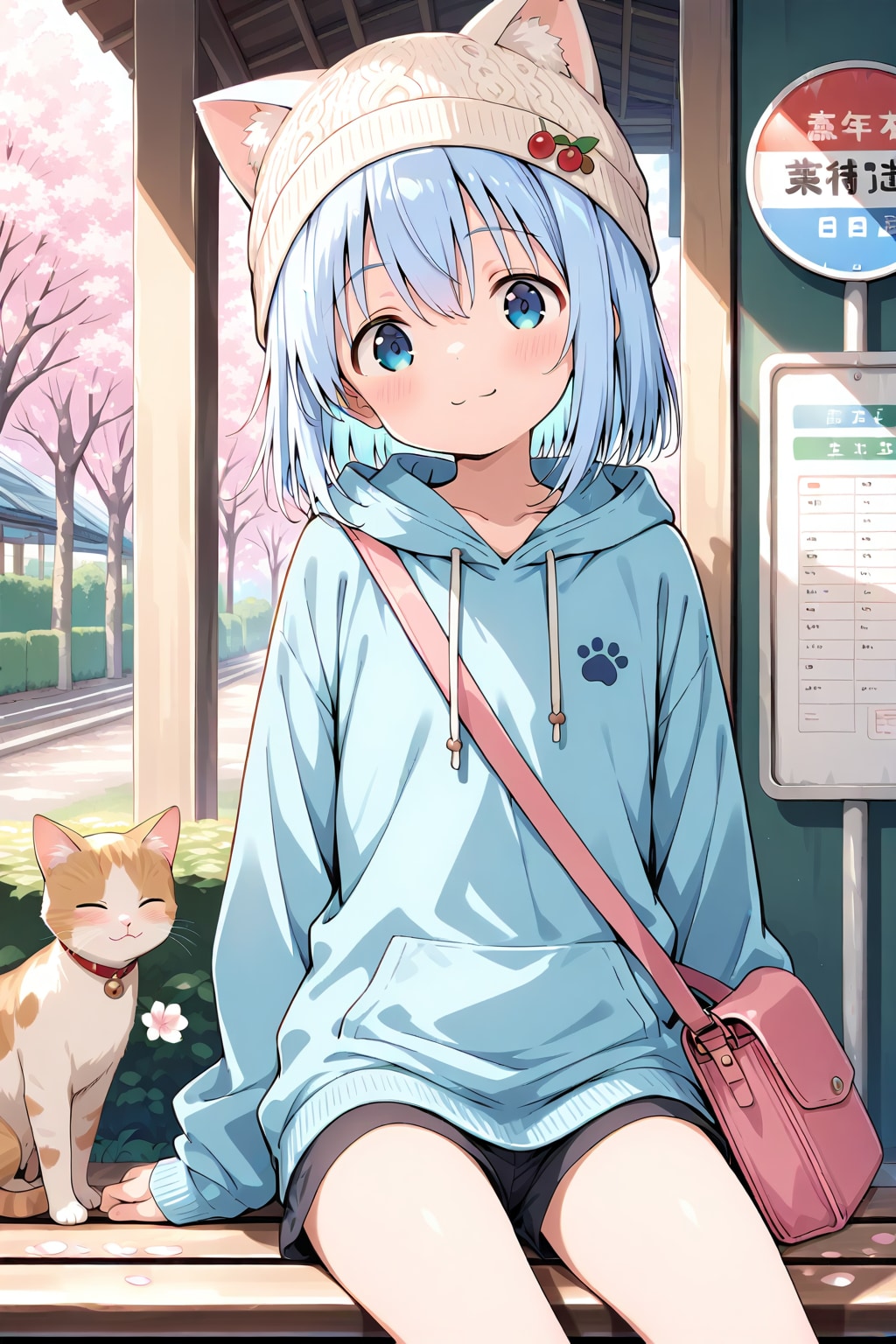 ねことバス待ち