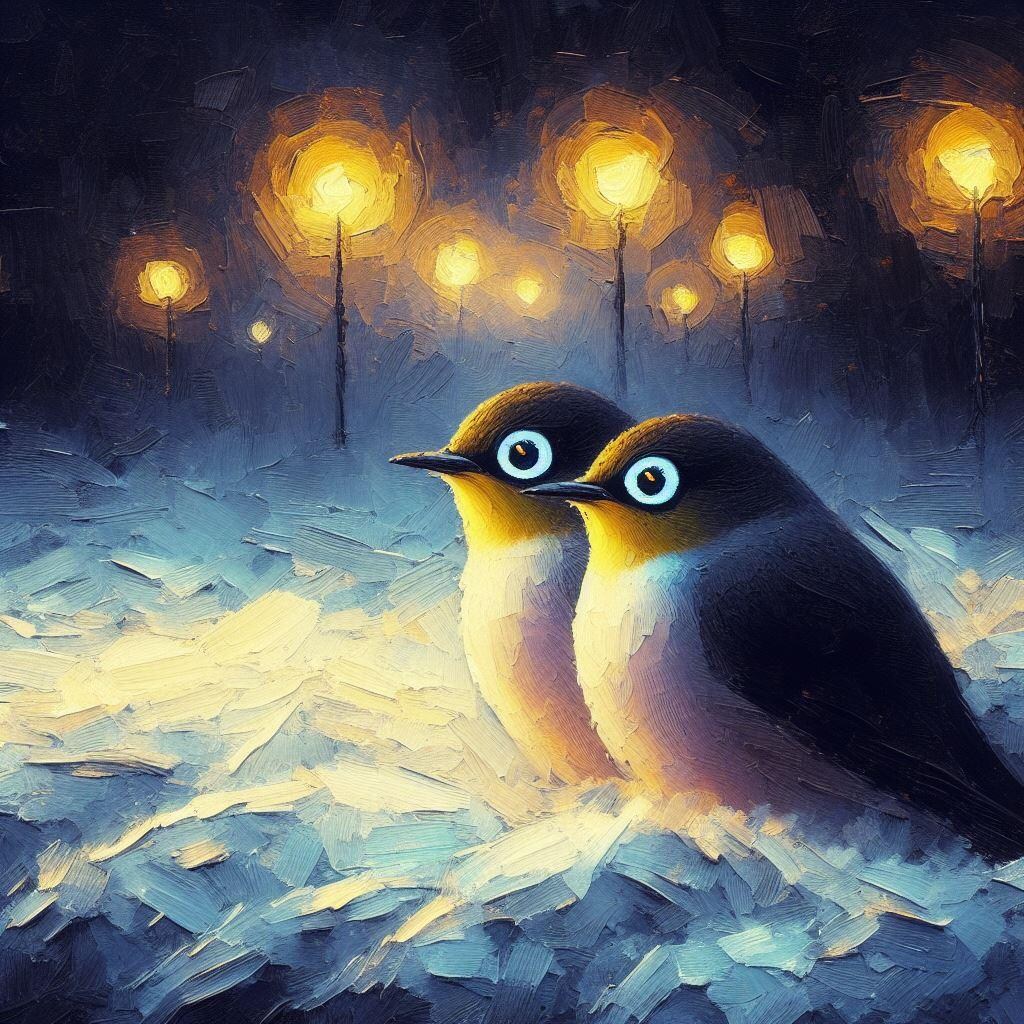 White-eyes at winter dawn