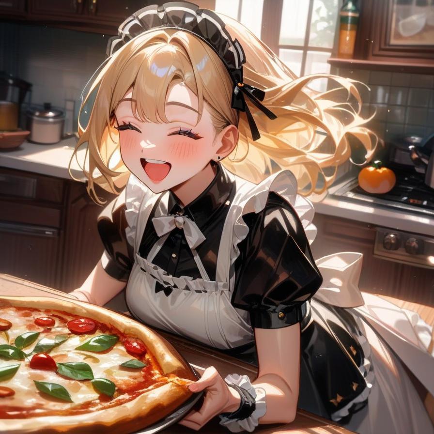おピッツァ焼いたよ！メイドちゃん🍕🍕