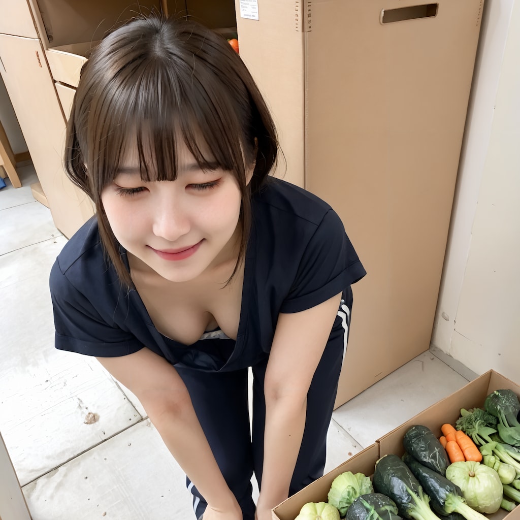 八百屋で働く娘さん