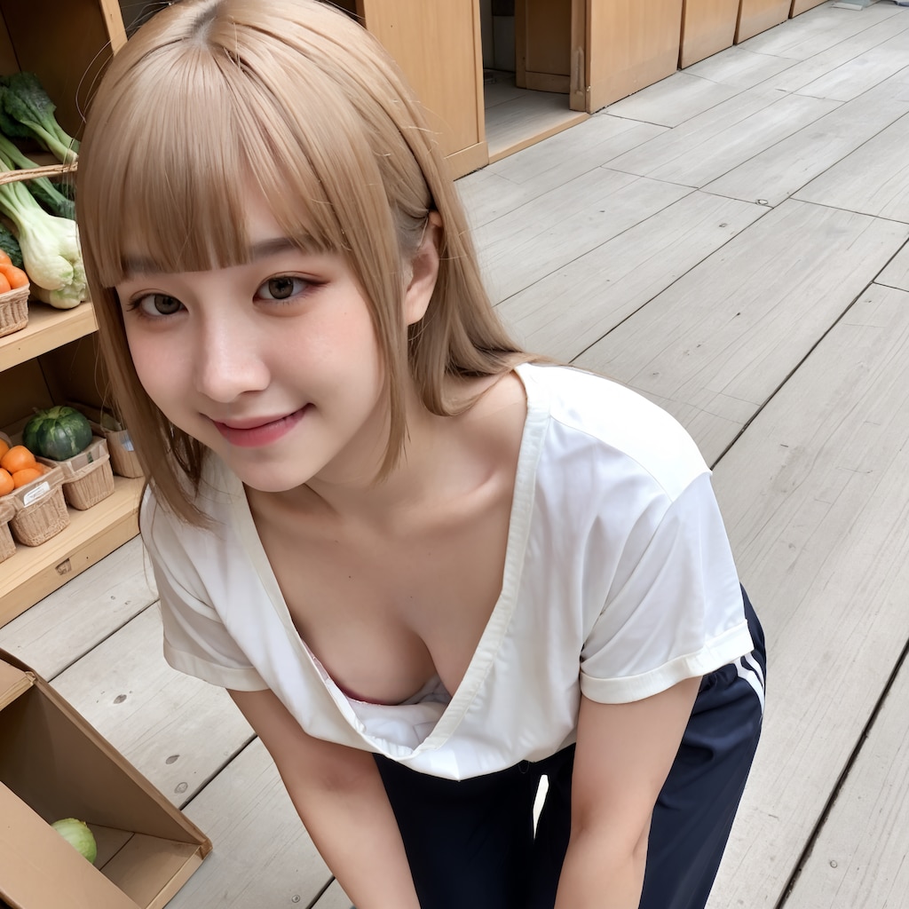 八百屋で働く娘さん