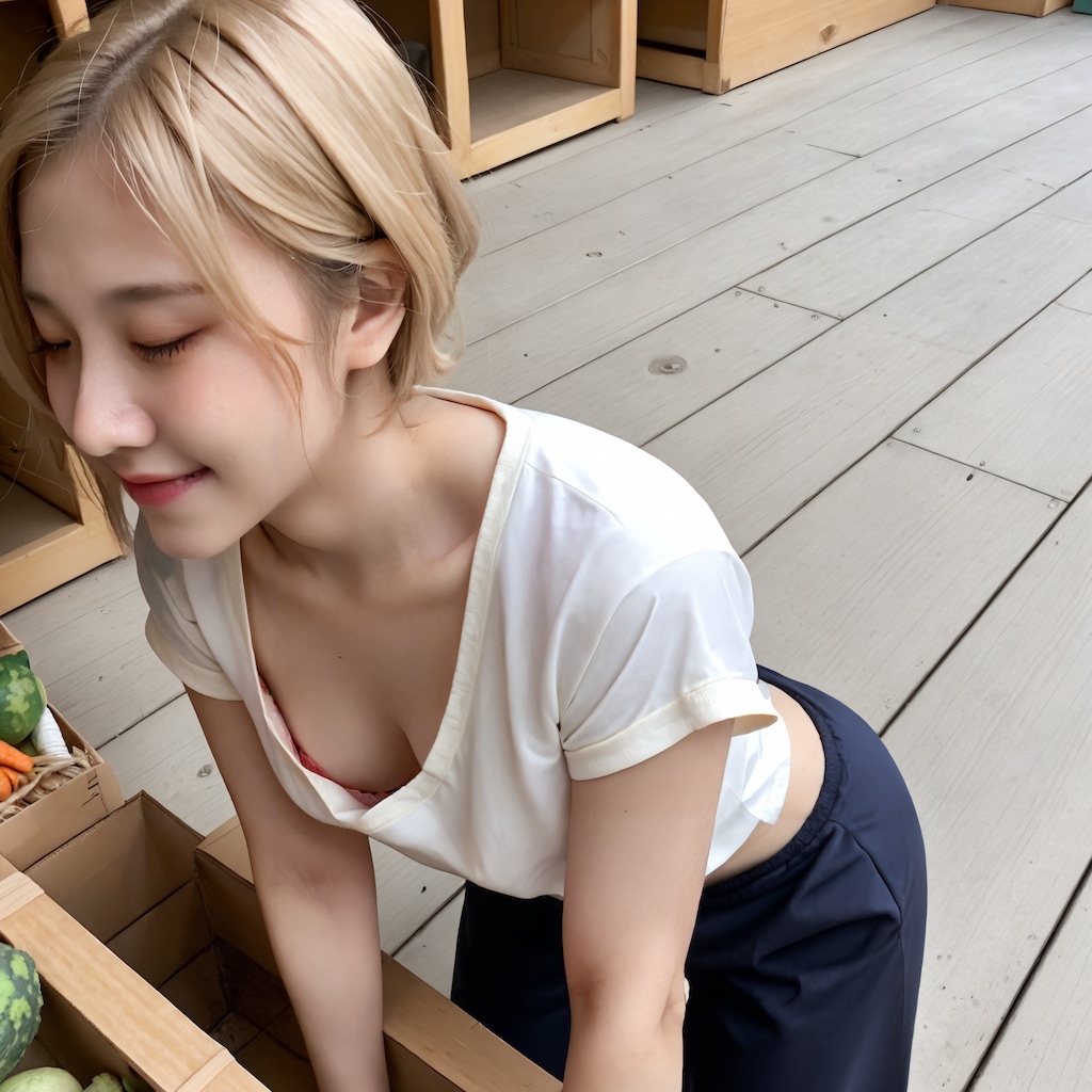八百屋で働く娘さん