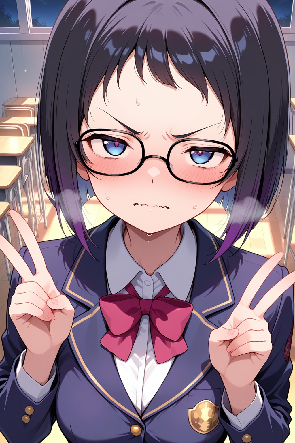 メガネ女子　制服 | の人気AIイラスト・グラビア