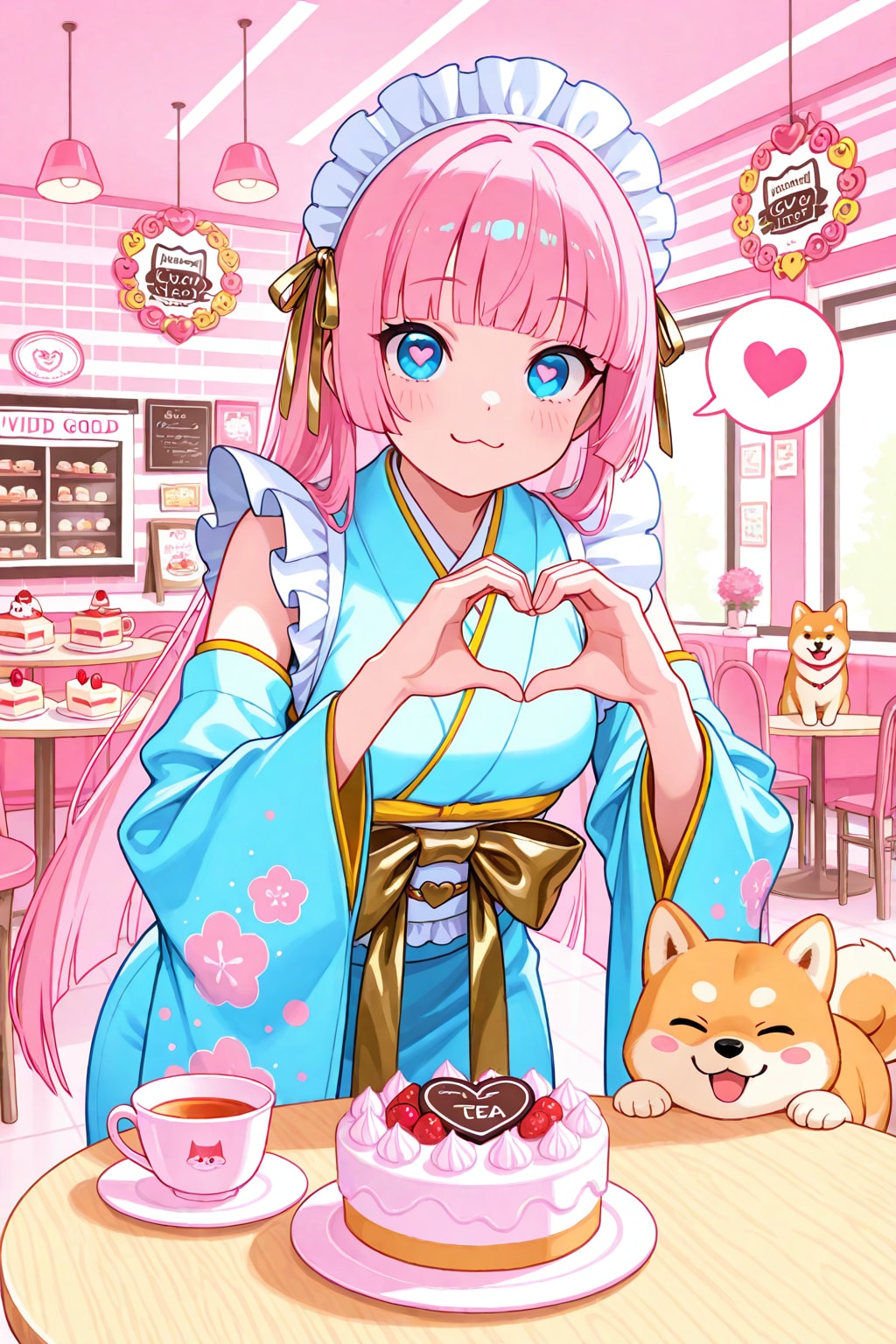 和風メイドのピンク髪ちゃん