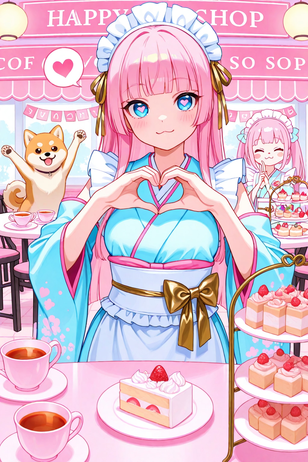 和風メイドのピンク髪ちゃん