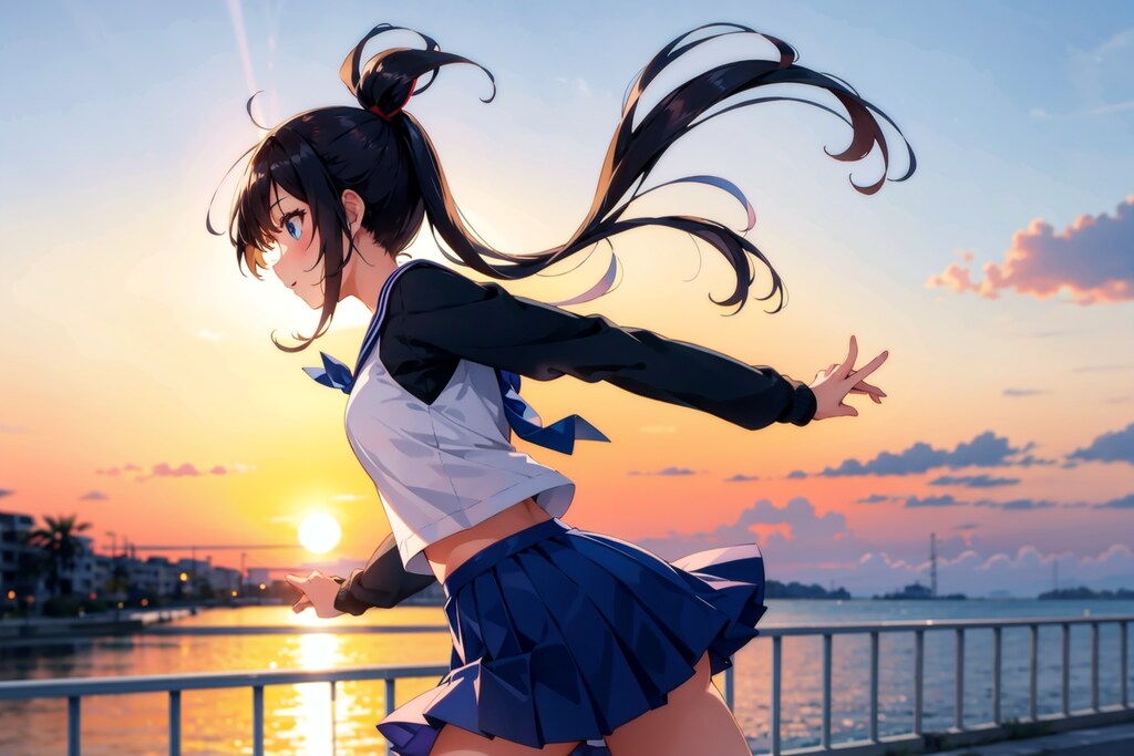 夕日を望む　〜制服のある風景〜