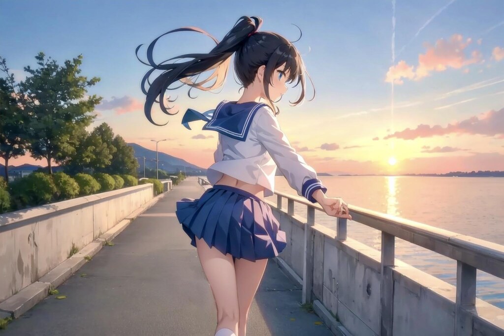 夕日を望む　〜制服のある風景〜