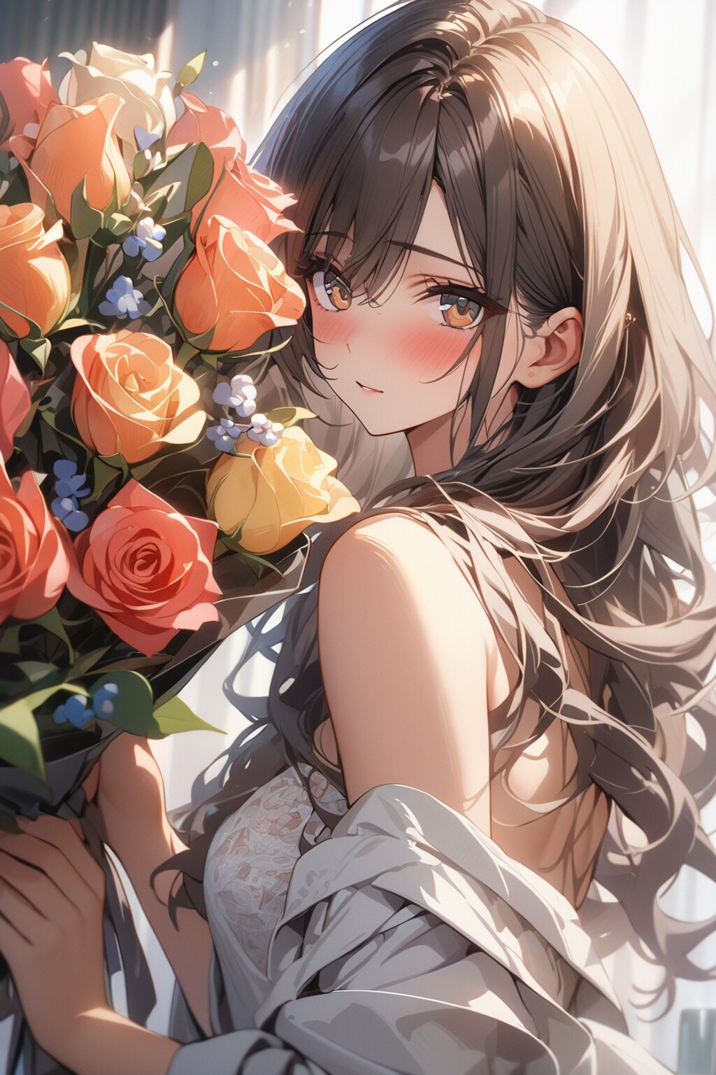 バラと女性 | の人気AIイラスト・グラビア