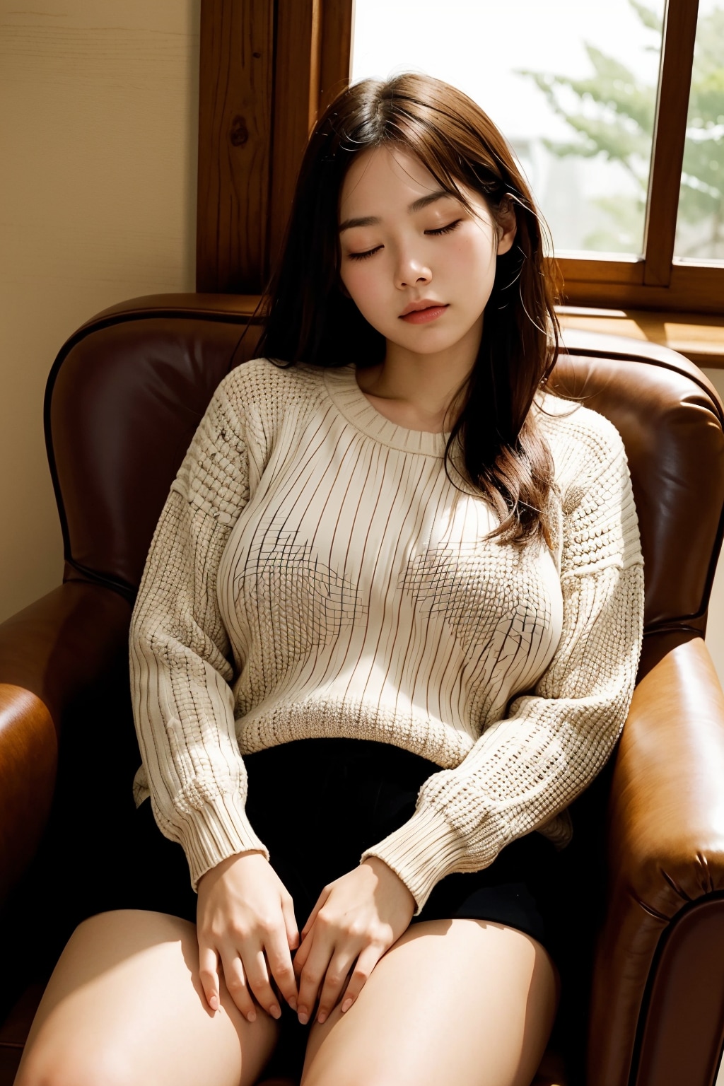 窓辺で眠る女の子