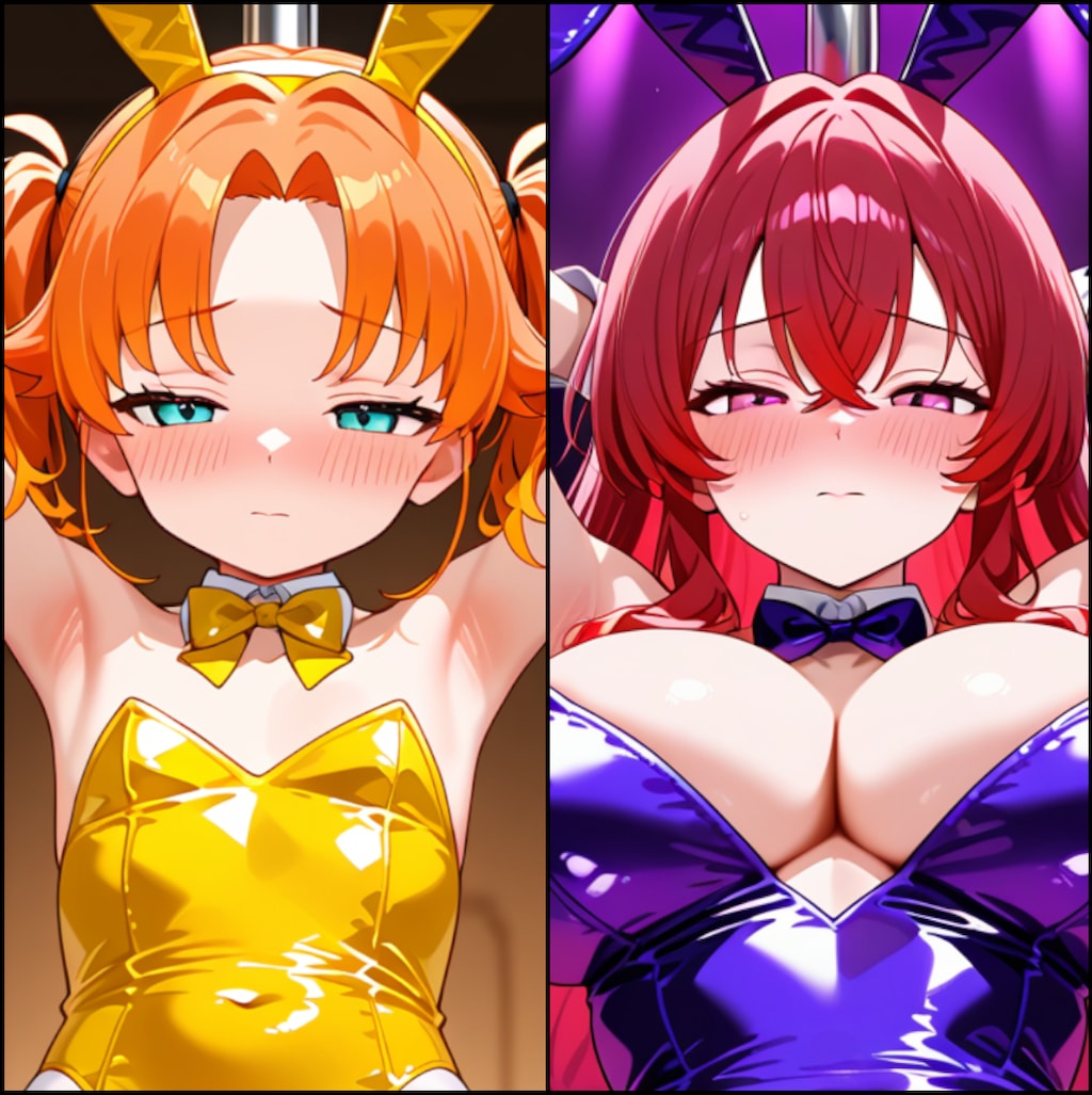 ポールダンスでエロ蹲踞なバニーアミリーとバニーレイナ