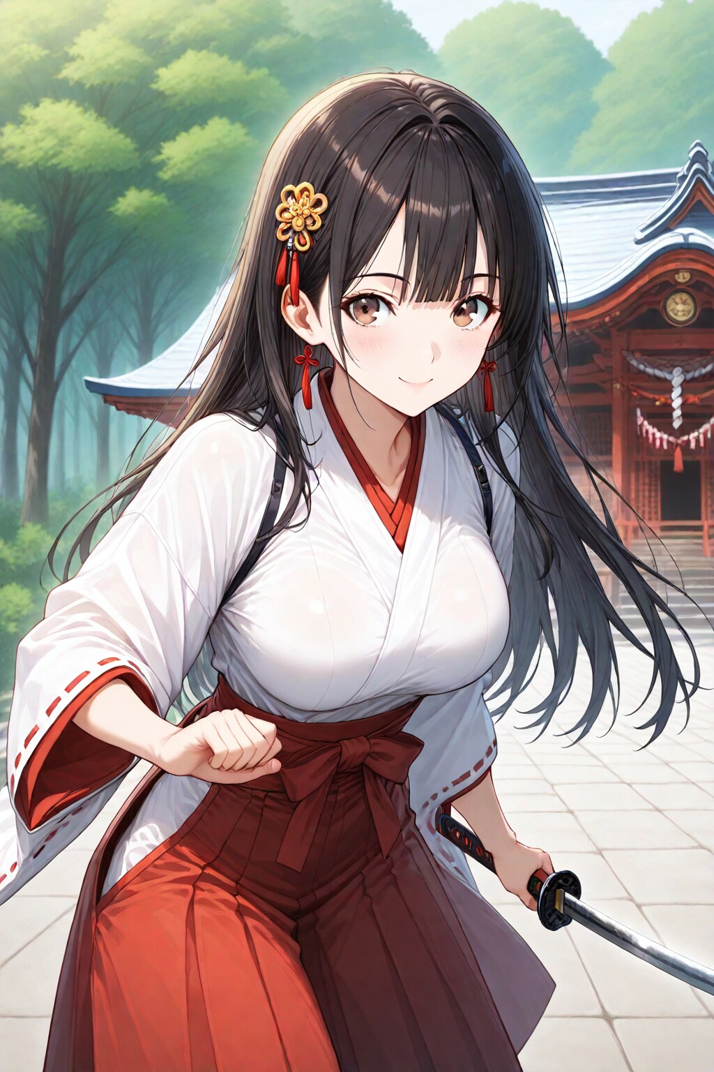 剣を修行中の巫女さん（AURA）