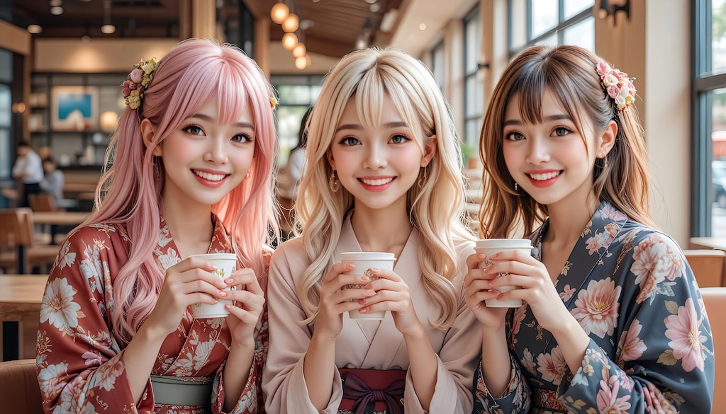 初詣帰りのカフェの君