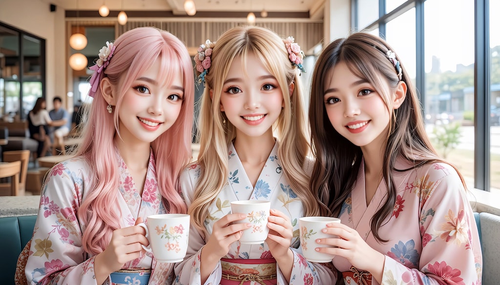 初詣帰りのカフェの君