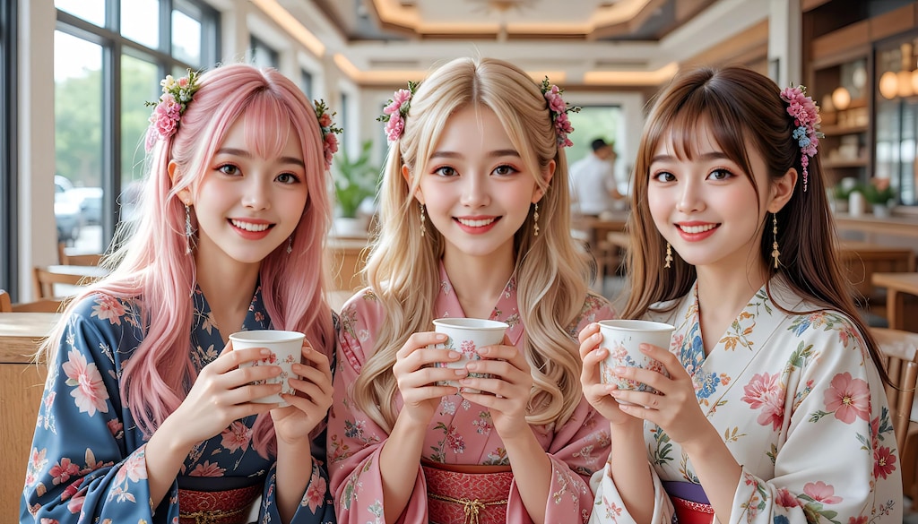 初詣帰りのカフェの君