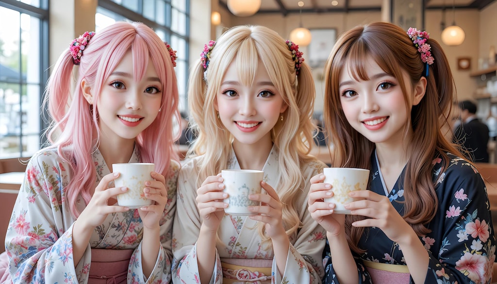 初詣帰りのカフェの君