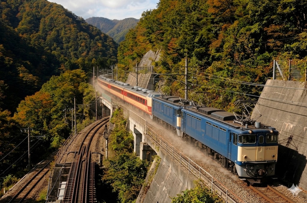 碓氷峠を行くEF62形+183系あさま