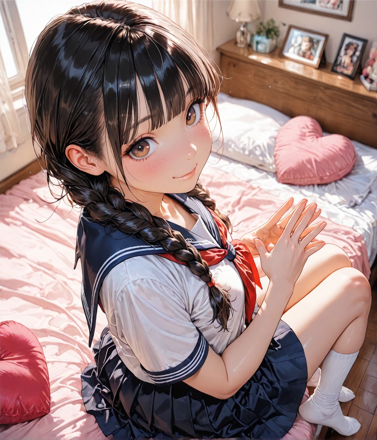 三つ編みセーラー服JKの自己紹介😊